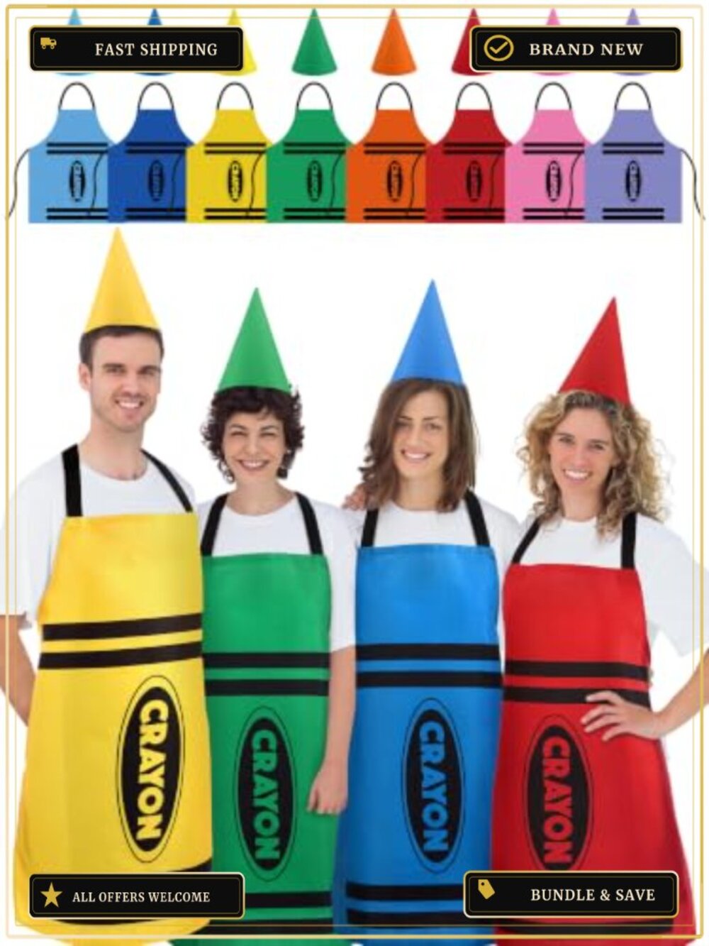 Mepase Crayon Costume Apron Cone Hat Set Adult Halloween
